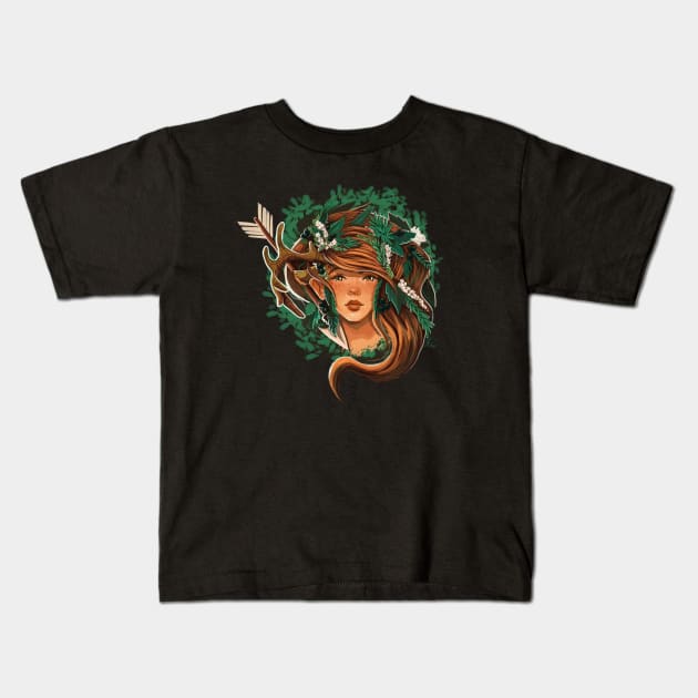 Artemis - Greek Goddess Kids T-Shirt by KPrimeArt